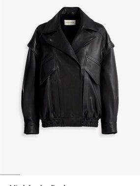 Nour Hammour Micah Leather Bomber BNWT in Black